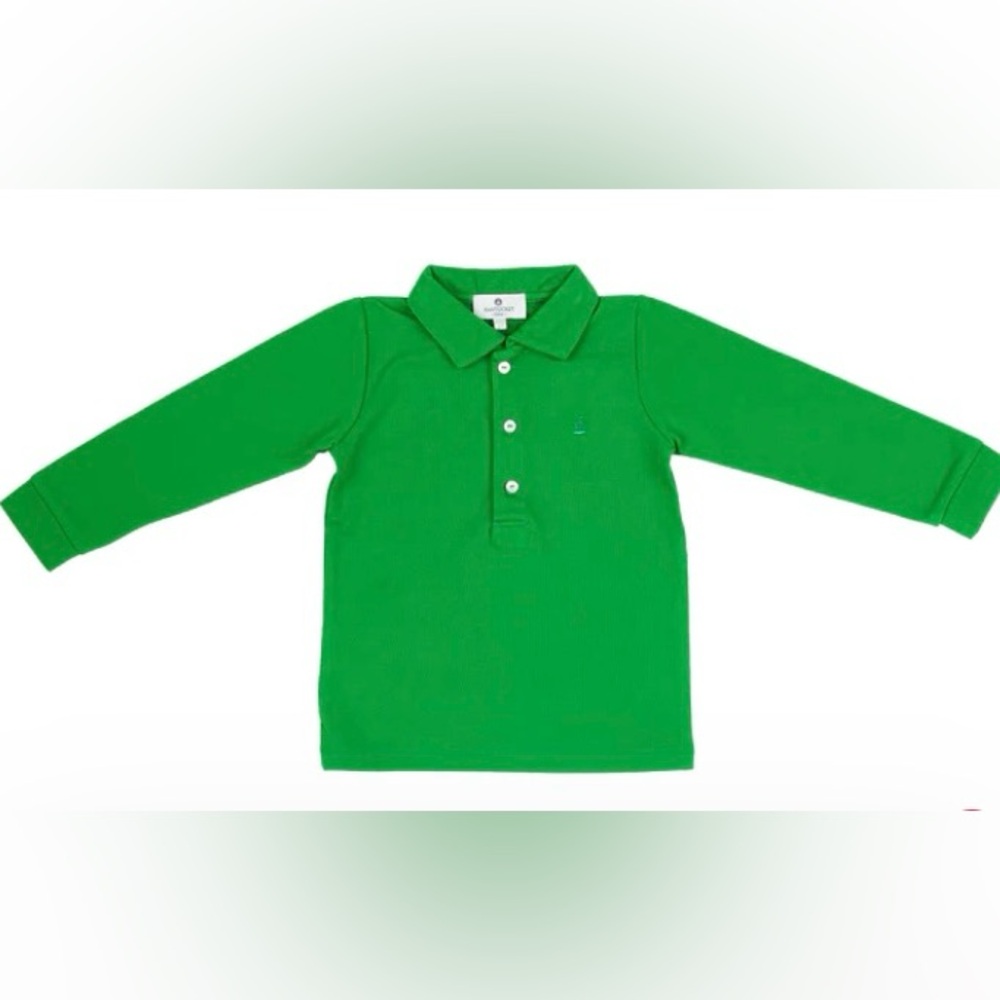 Nantucket Kids Set Sail Long Sleeve Pique Polo-Greenwich Green Size: 5